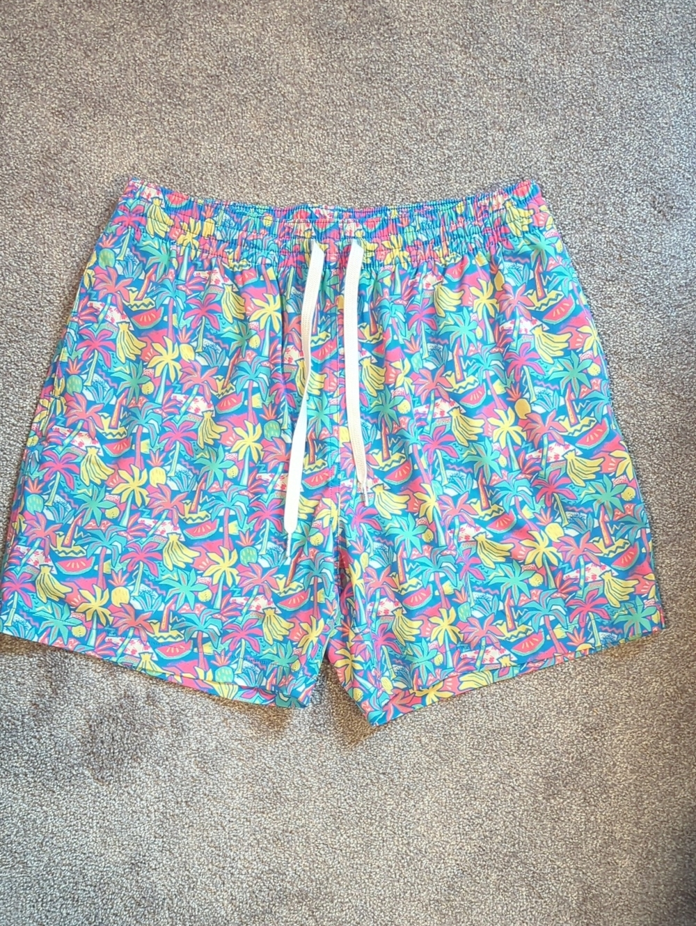 chubbies Tropical Banana & Palm Swim Shorts - Blue, Pink, Yellow, Green